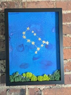 Gemini Zodiac Moss Agate Crystal Art 12x16